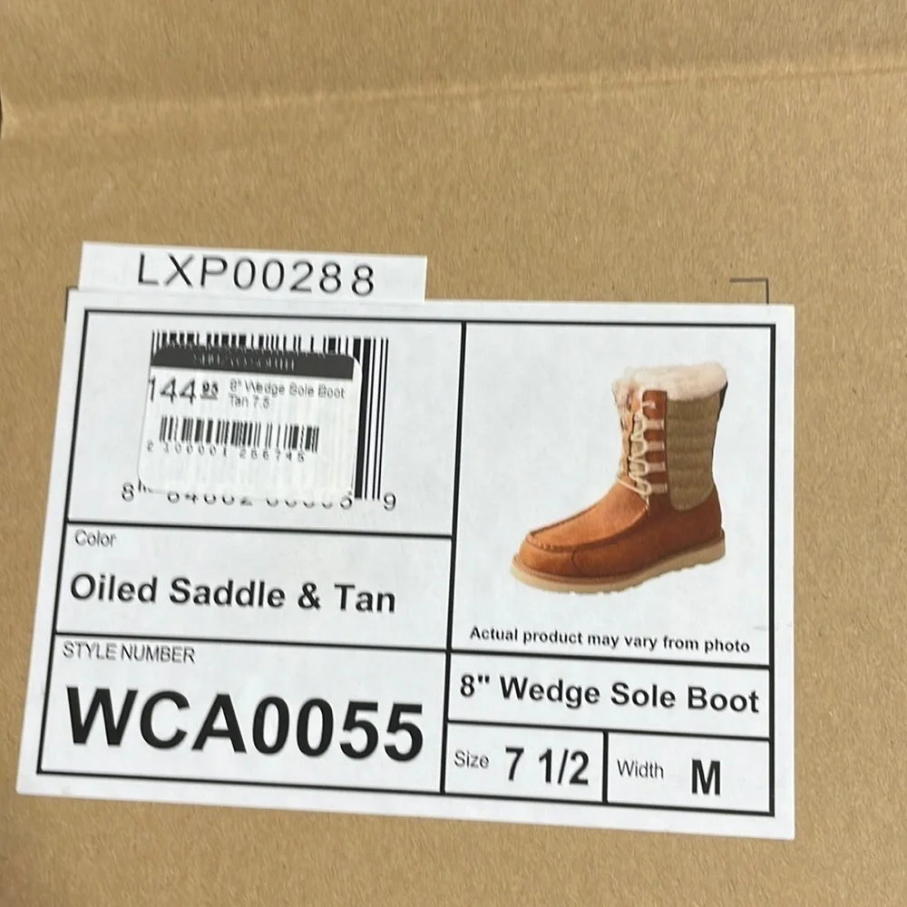Twisted X Boots NWT Women’s 8” Wedge Sole Oiled Saddle and Tan Size 7 1/2 7.5